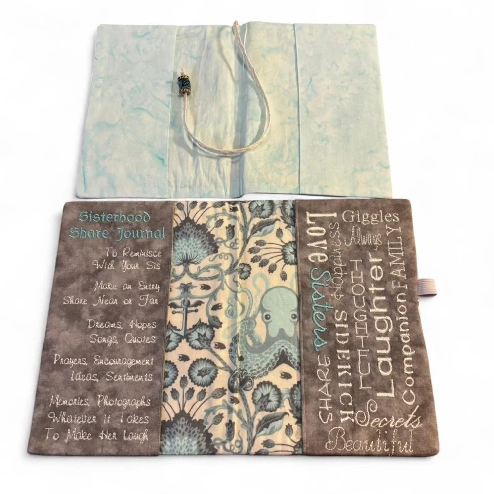 Handmade Quilted Notebook Covers Embroidered Fabric Journal Sleeves Sisterhood - Picture 3 of 3